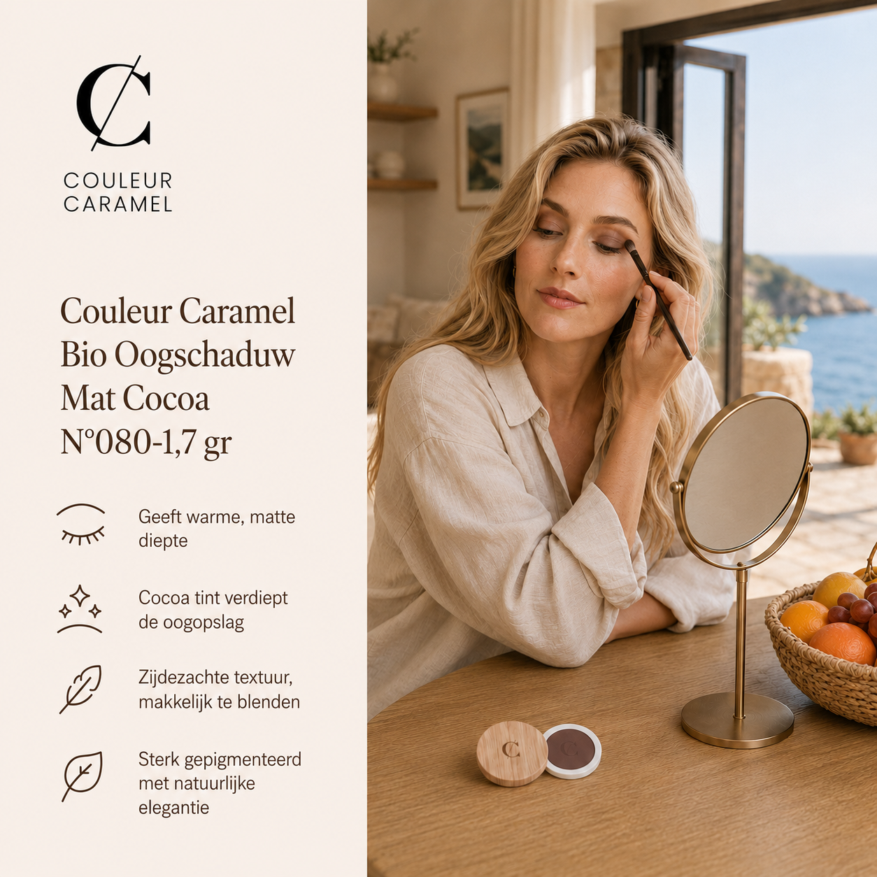 Couleur Caramel Oogschaduw sfeerbeeld voor warme natuurlijke ooglook