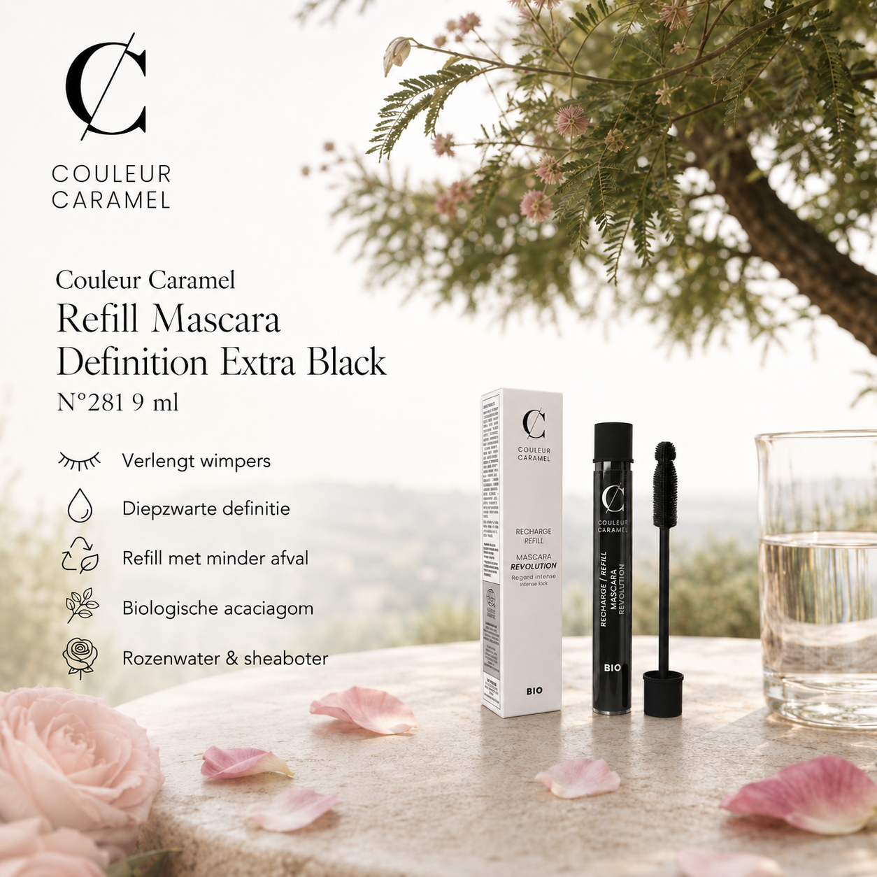 Couleur Caramel Refill Mascara Definition Extra Black verlengt wimpers buiten
