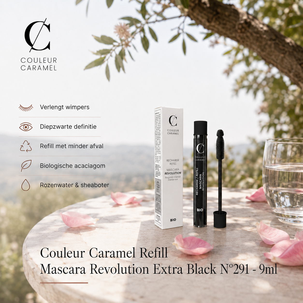 Couleur Caramel Refill Mascara Extra Black verlengt wimpers buiten