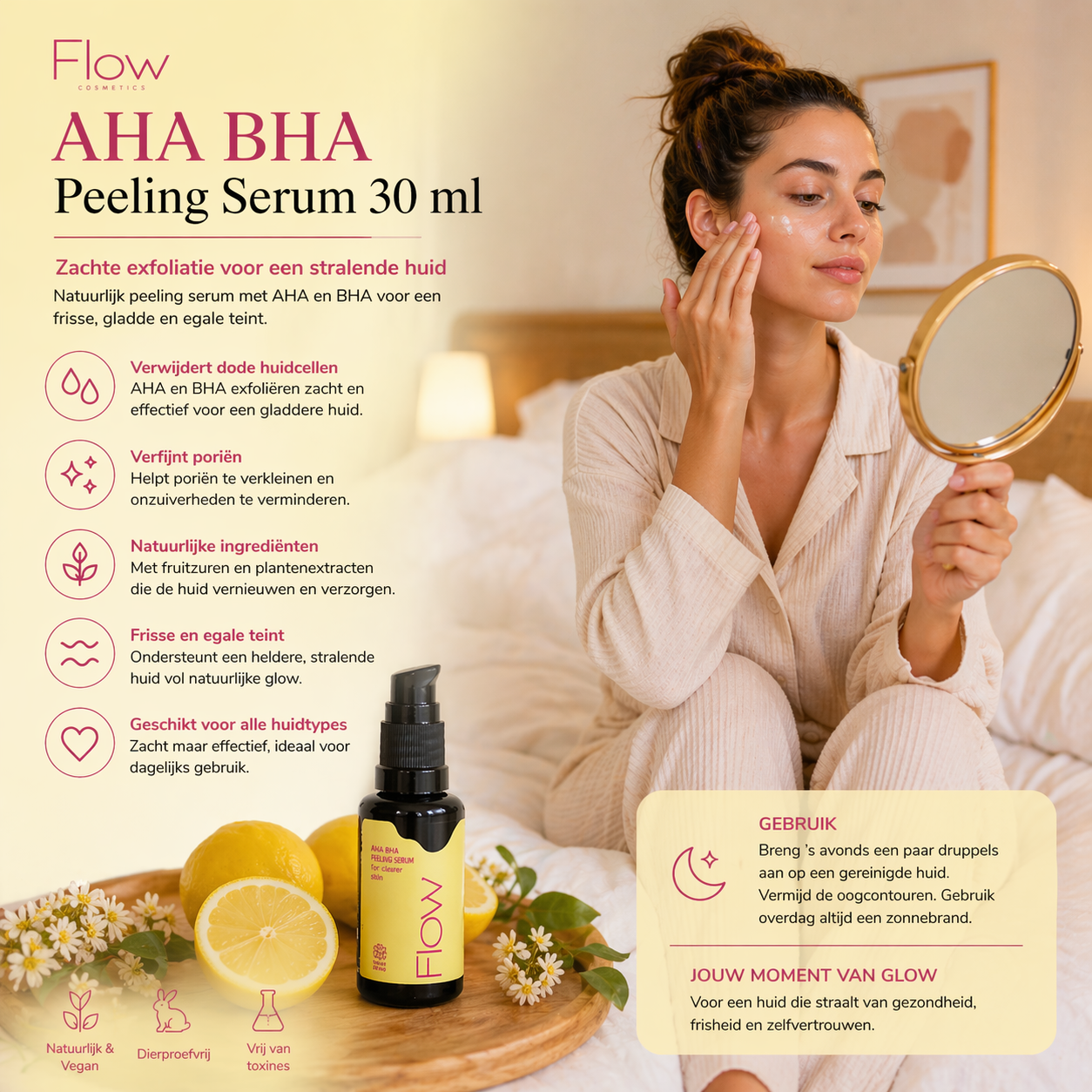 AHA BHA peeling serum fles verpakking exfoliatie glow huid
