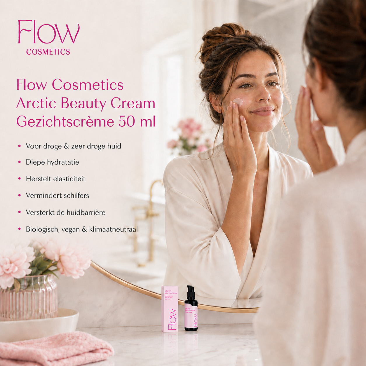 Flow Cosmetics Arctic Beauty Cream aanbrengen na reiniging avond