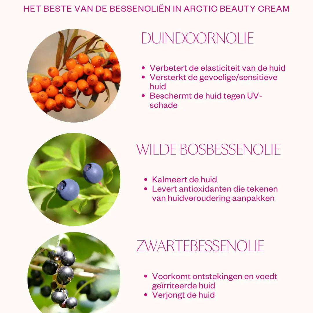 Artic bessen, het beste van de bessenolieen in artic beauty cream