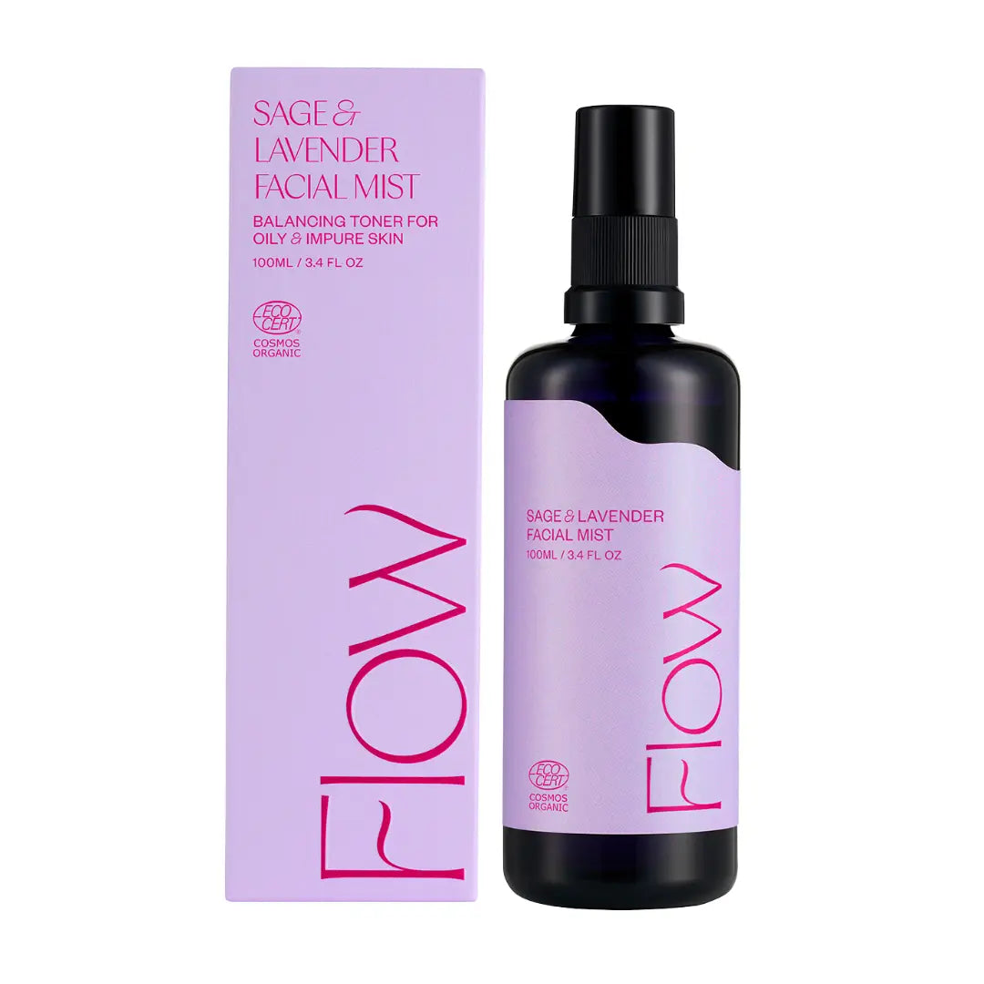 Flow Sage Lavender Facial Mist 100 ml natuurlijke toner gevoelige acne huid biologisch kalmerend hydraterend