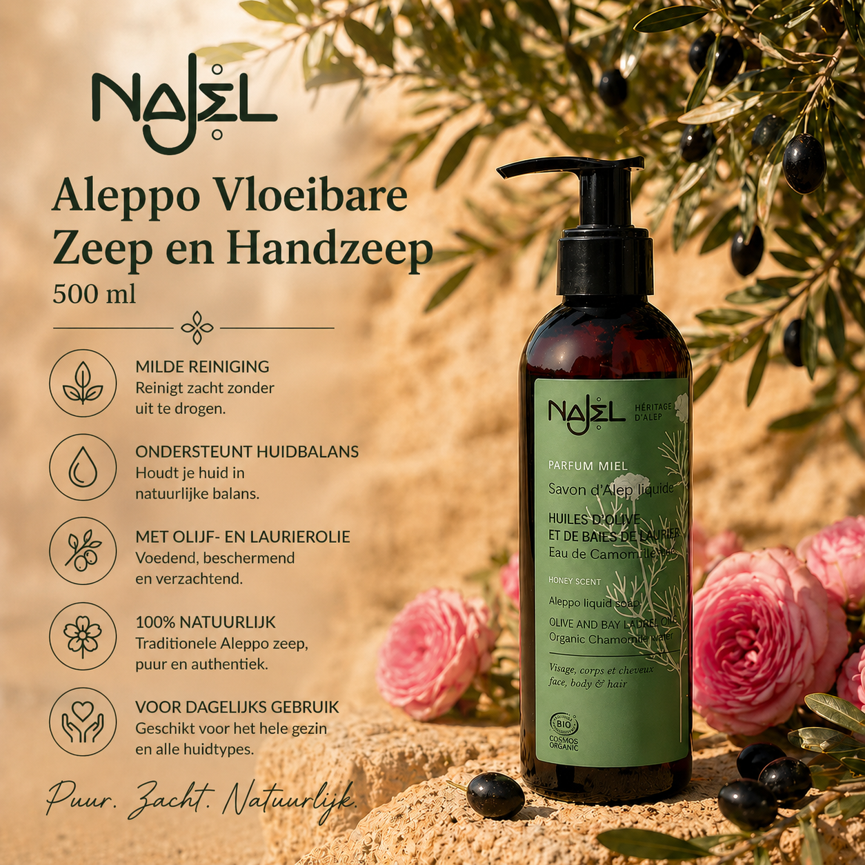 Najel Aleppo handzeep olijfboom rozen natuurlijke verzorging