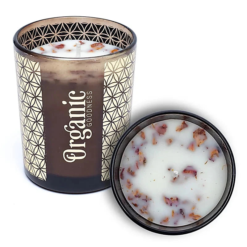 Organic Goodness geurkaars roos geranium natuurlijke bloemige geur luxe