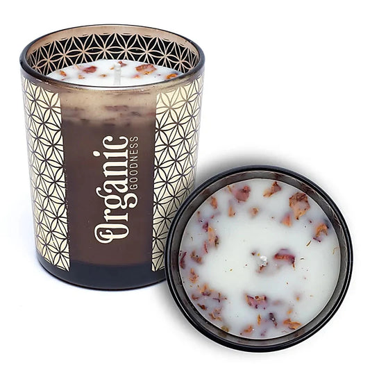 Organic Goodness geurkaars roos geranium natuurlijke bloemige geur luxe
