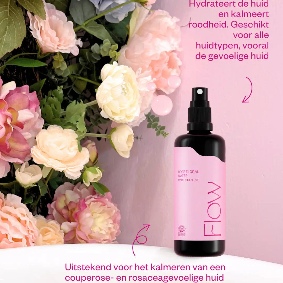 Rose Floral Water Face Mist Gezichtsspray Rozenwater-Flow Cosmetics