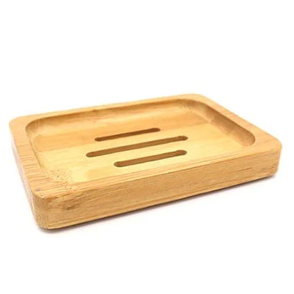 This bamboo soap dish keeps solid products tidy and lets them dry thoroughly after use.