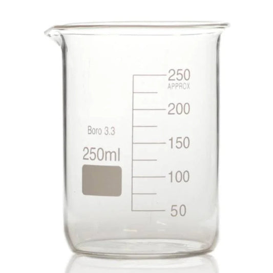 Hoge kwaliteit hittebestendig borosilicaat glas met maataanduiding. Perfect voor het bereiden van de&nbsp; Flow haarspoelingen.