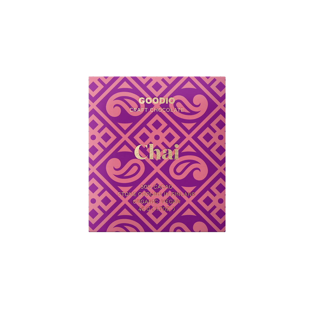 Tablette Goodio Chai 50% dans son emballage