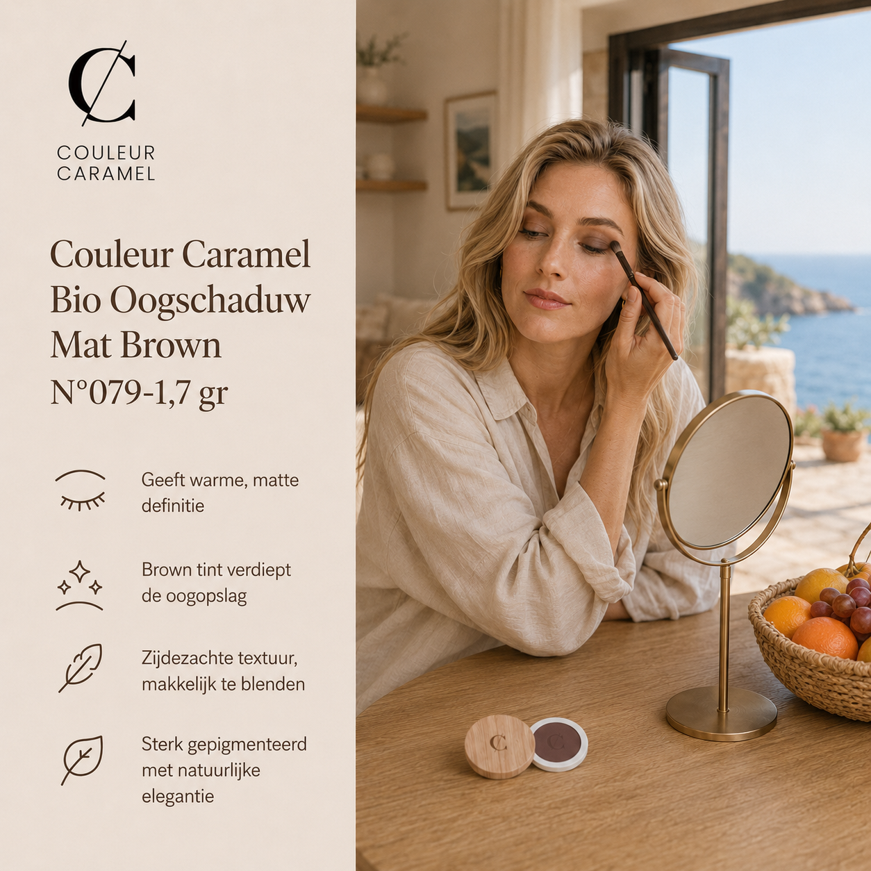 Couleur Caramel Oogschaduw sfeerbeeld voor warme natuurlijke ooglook