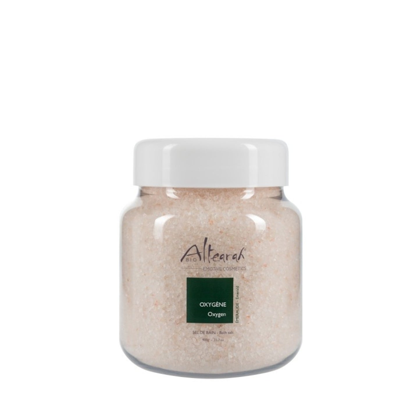 Natuurzuiver badzout met biologische essentiële oliën. Biologische oliën van den, bergamot, rozemarijn en eucalyptus.