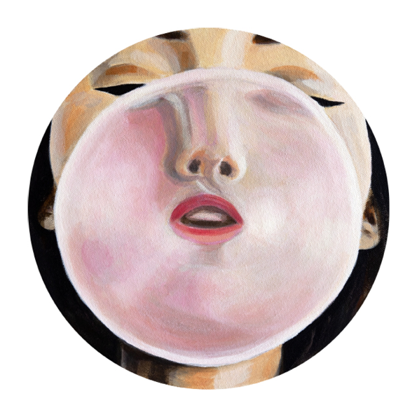Card with a woman's face and lips.